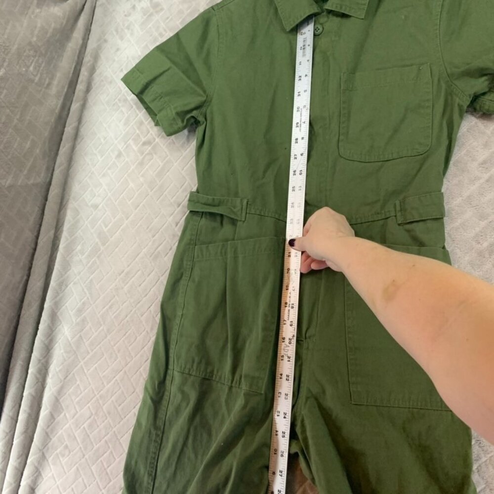 Forever 21 Jumpsuit Womens Medium Army Green Short Sleeve Wide Leg - Picture 8 of 14